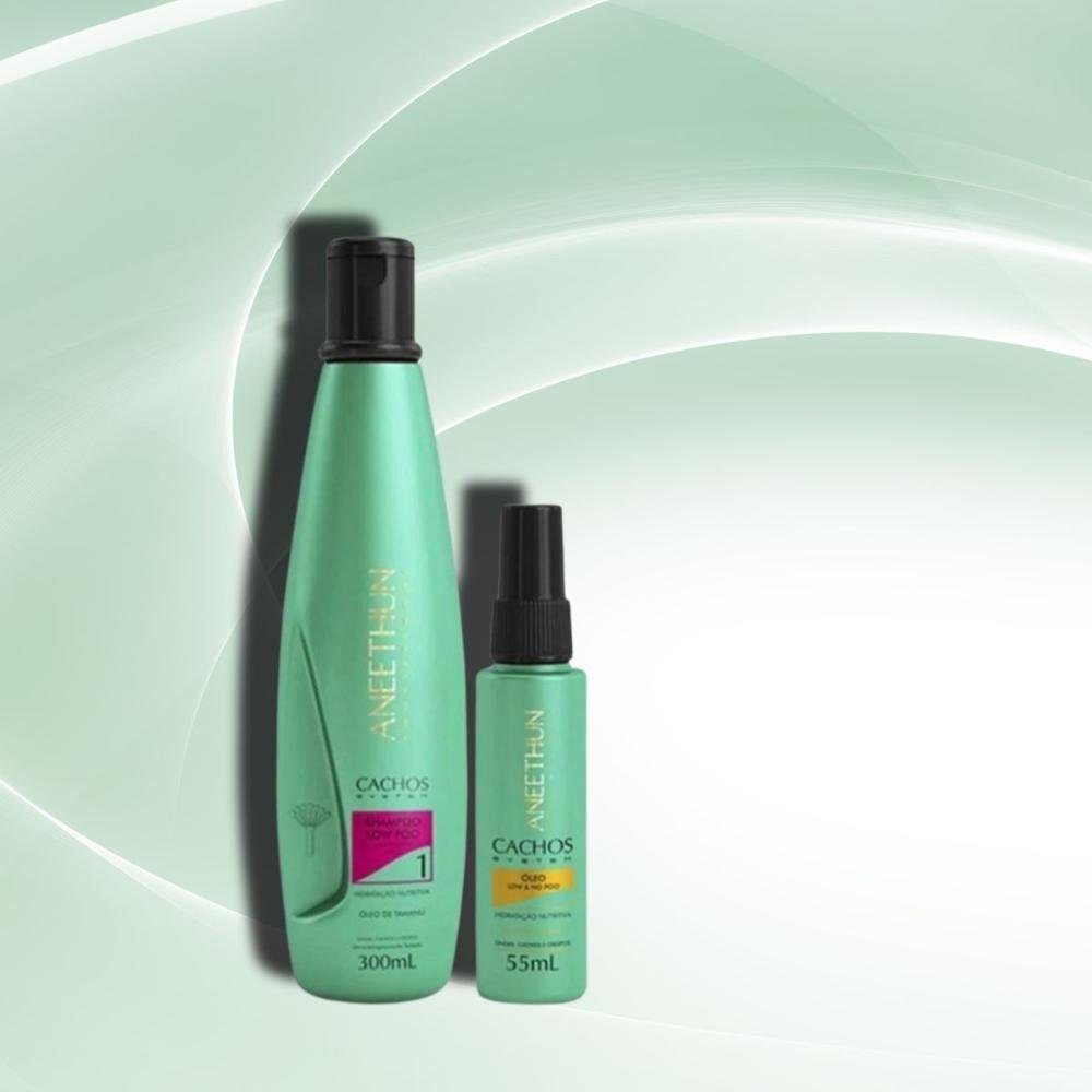 Kit Aneethun Cachos Shampoo 300 ml + Oleo de Hidratação 55 ml para Cabelo Cacheado ÚNICO 3