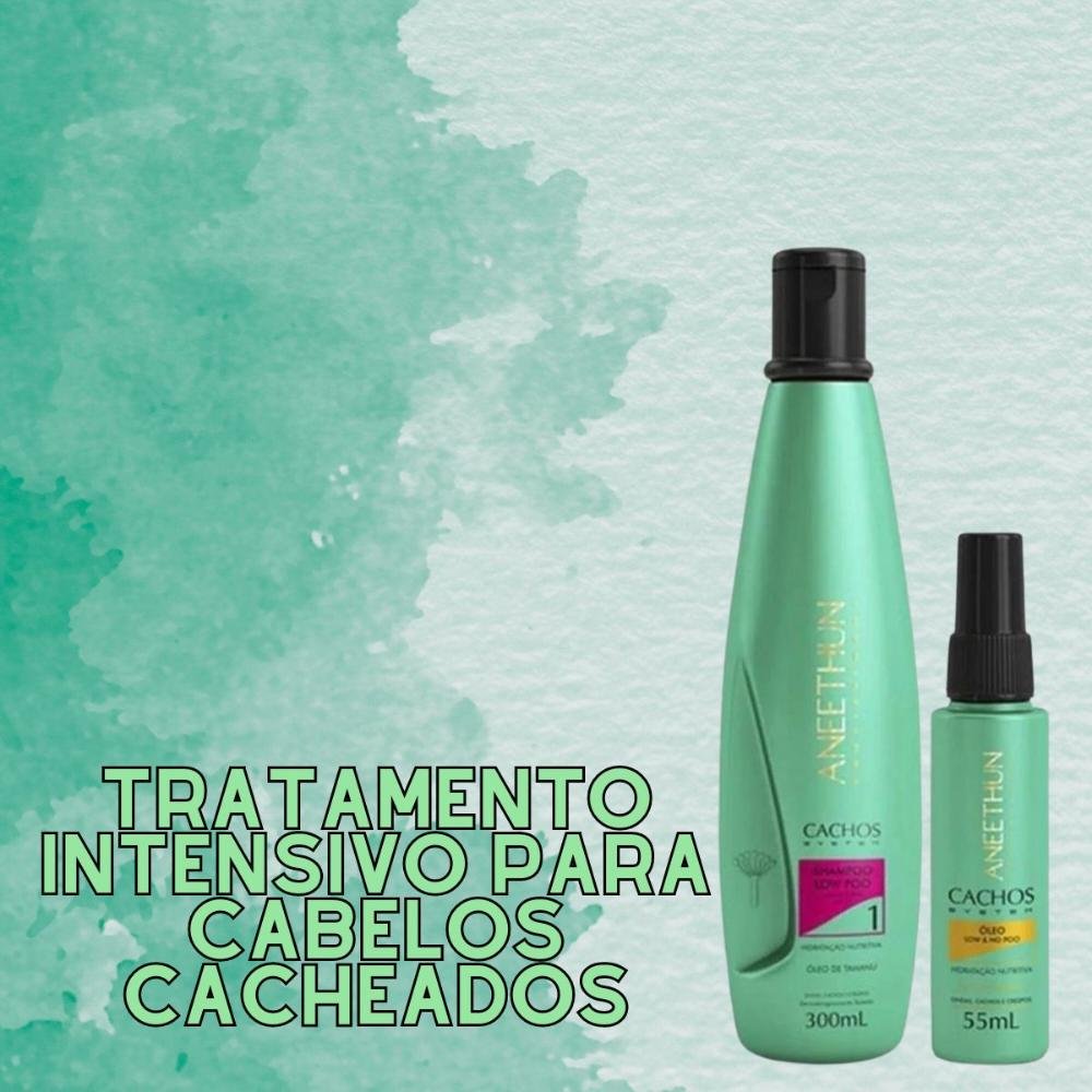 Kit Aneethun Cachos Shampoo 300 ml + Oleo de Hidratação 55 ml para Cabelo Cacheado ÚNICO 4
