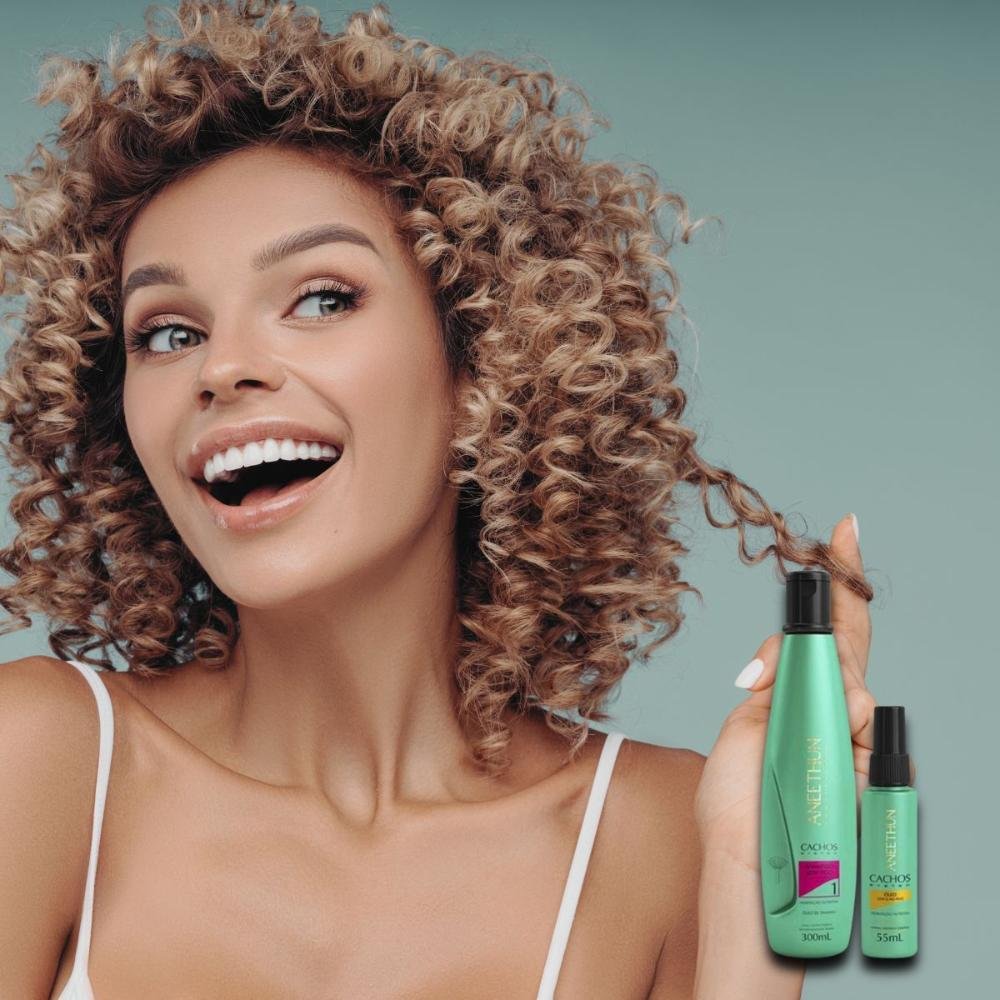 Kit Aneethun Cachos Shampoo 300 ml + Oleo de Hidratação 55 ml para Cabelo Cacheado ÚNICO 5