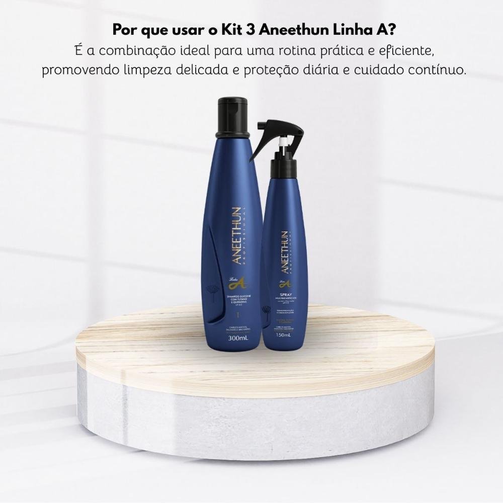 Kit Aneethun Linha A Shampoo 300 ml + Spray 150 ml ÚNICO 7