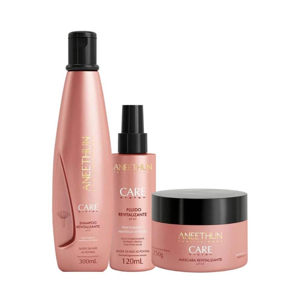Aneethun Shampoo 300ml+ Fluido 120ml+Máscara 250g Care System