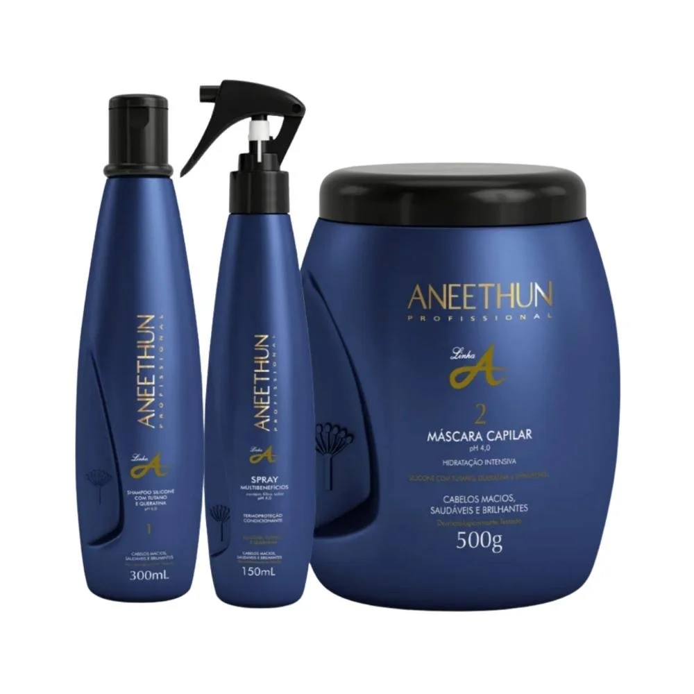 Kit Aneethun Linha A Shampoo 300 ml + Máscara 500 g + Spray 150 ml