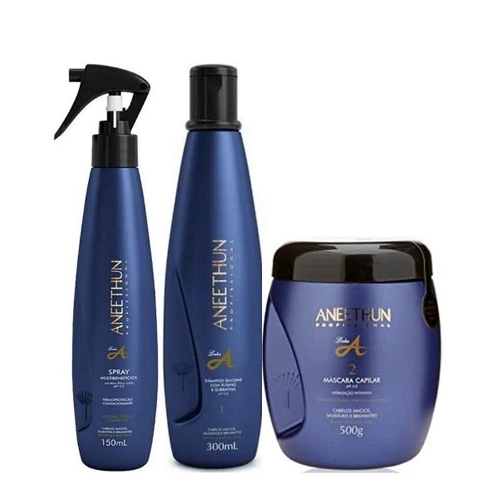 Kit Aneethun Linha A Shampoo 300 ml + Máscara 500 g + Spray 150 ml ÚNICO 2