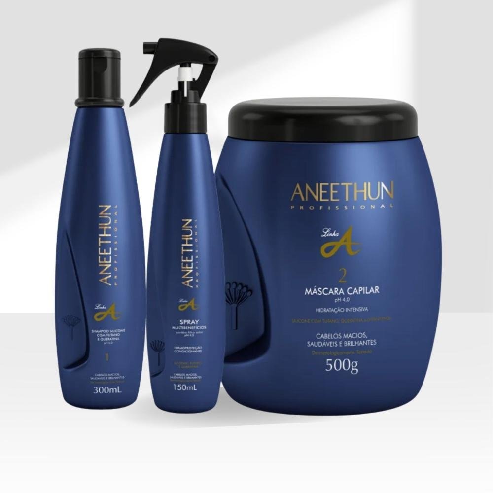 Kit Aneethun Linha A Shampoo 300 ml + Máscara 500 g + Spray 150 ml ÚNICO 6