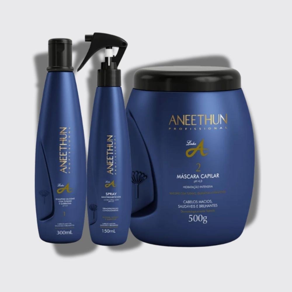 Kit Aneethun Linha A Shampoo 300 ml + Máscara 500 g + Spray 150 ml ÚNICO 7