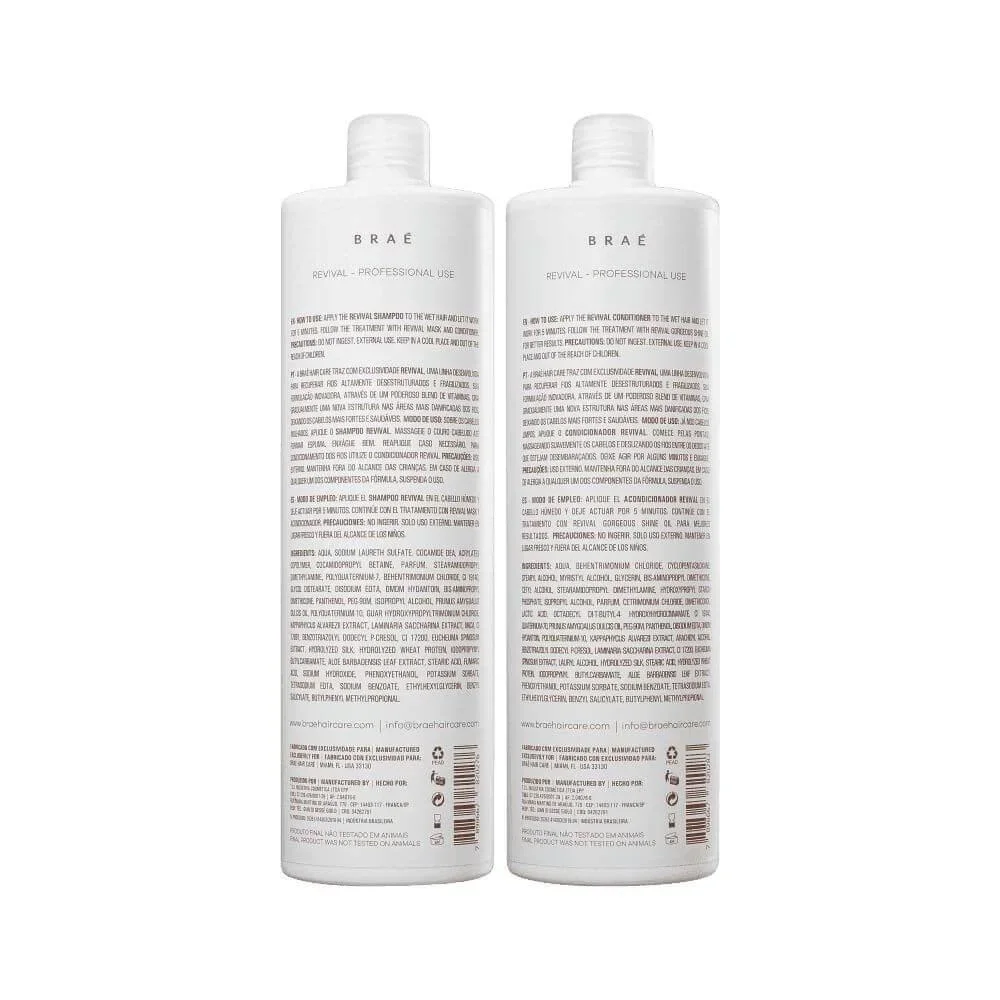 Kit Braé Revival Shampoo 1 Litro + Condicionador 1 Litro ÚNICO 2