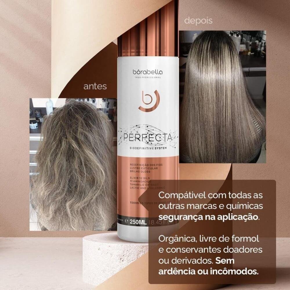 Kit Lissage Brésilien Sans Formol Borabela Perfecta - Avec Kératine & Argan, 100ml