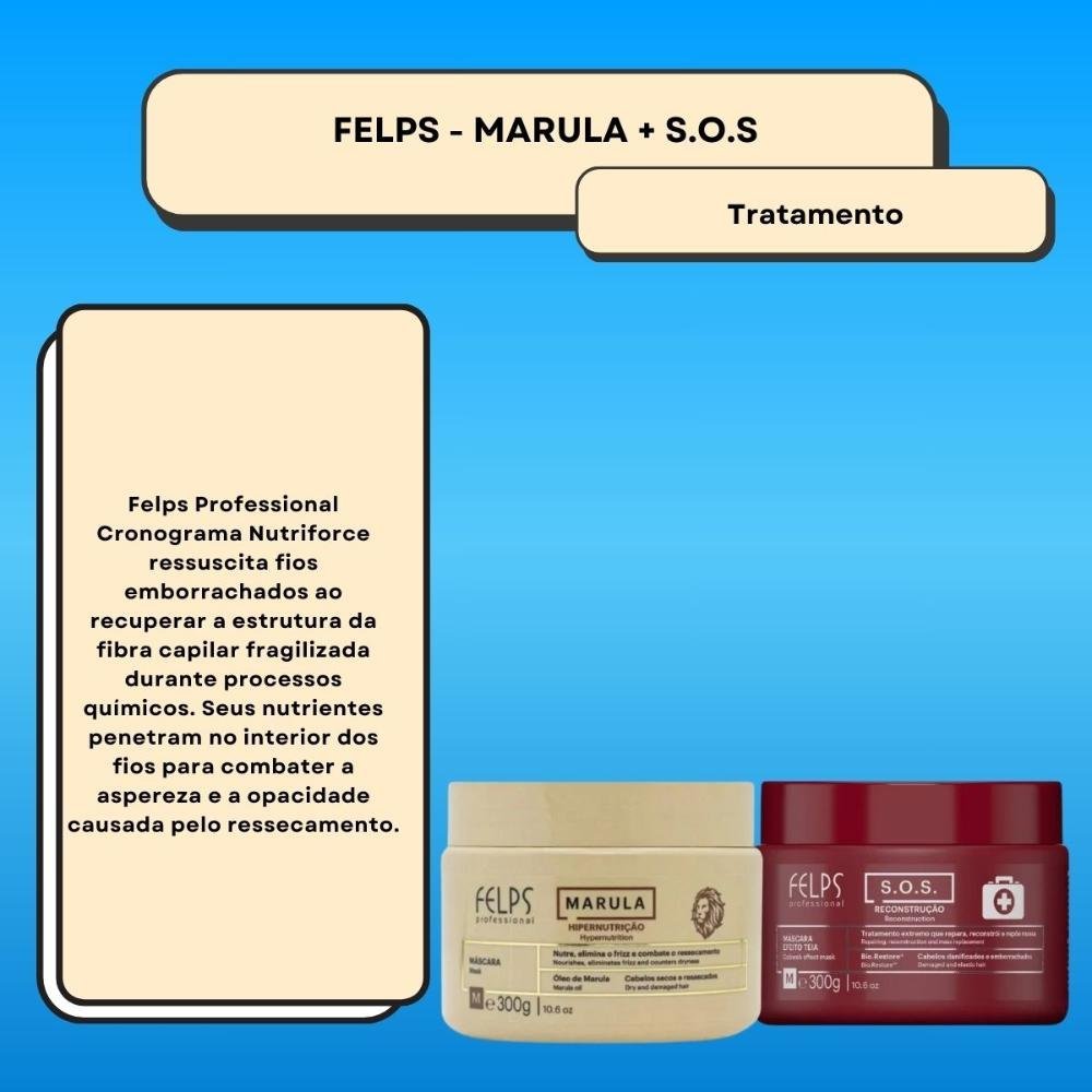 Felps Professional Cronograma Nutriforce (S.O.S + Marula 2x300g) ÚNICO 3