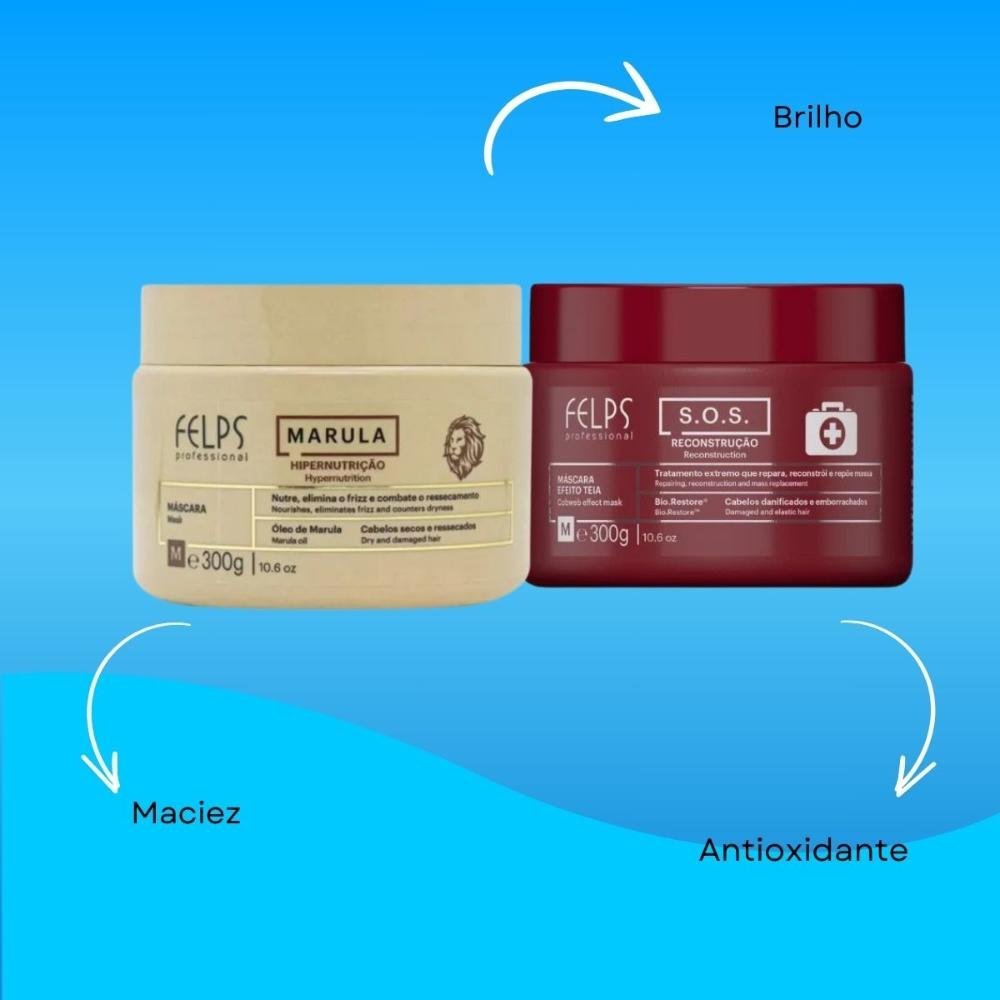 Felps Professional Cronograma Nutriforce (S.O.S + Marula 2x300g) ÚNICO 5