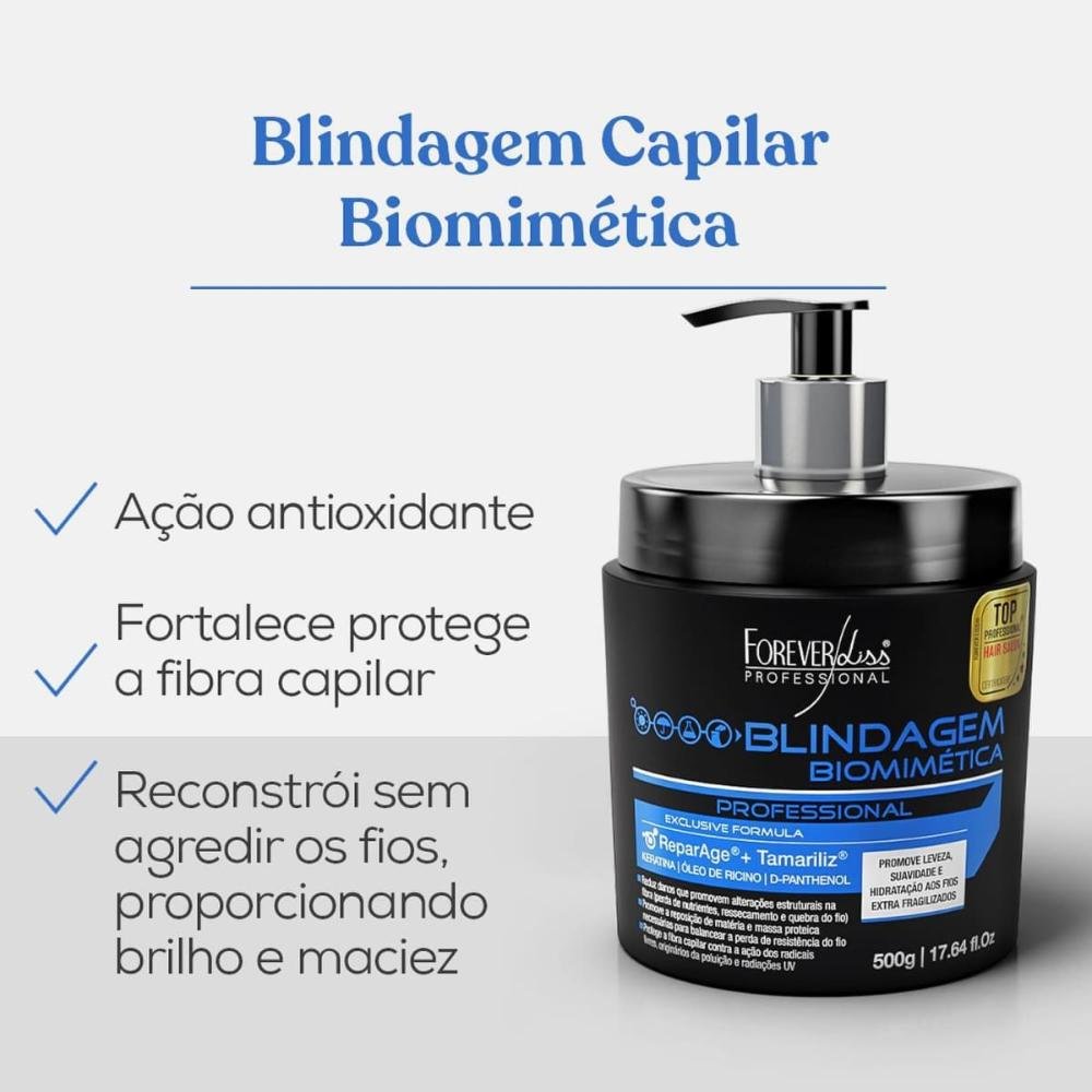 Máscara Forever Liss Blindagem Biomimética Capilar 500 g 500g 2