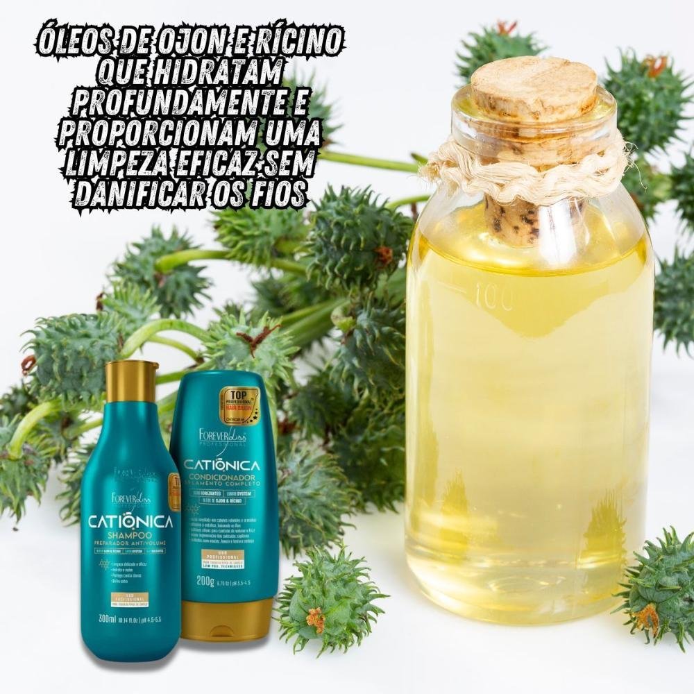 Kit Forever Liss Catiônica Shampoo 300 ml + Condicionador 200 g ÚNICO 3
