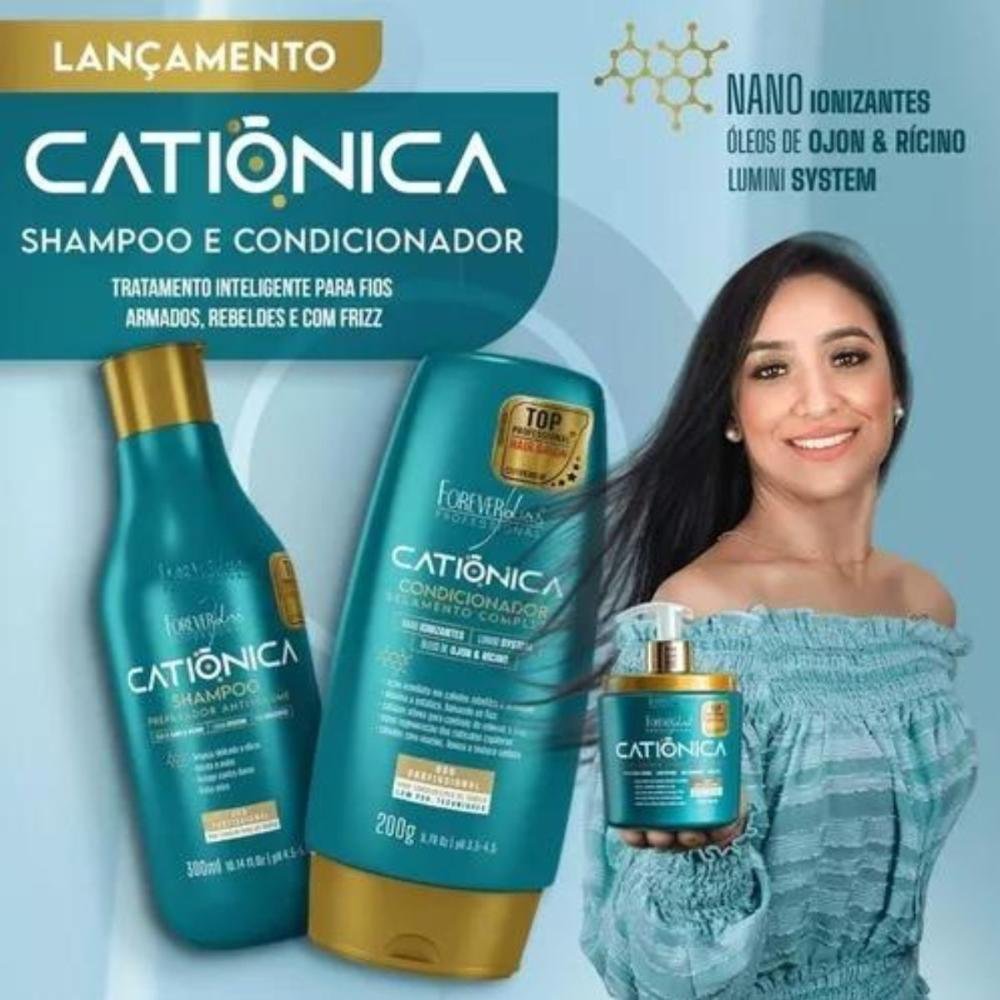 Kit Forever Liss Catiônica Shampoo 300 ml + Condicionador 200 g ÚNICO 5