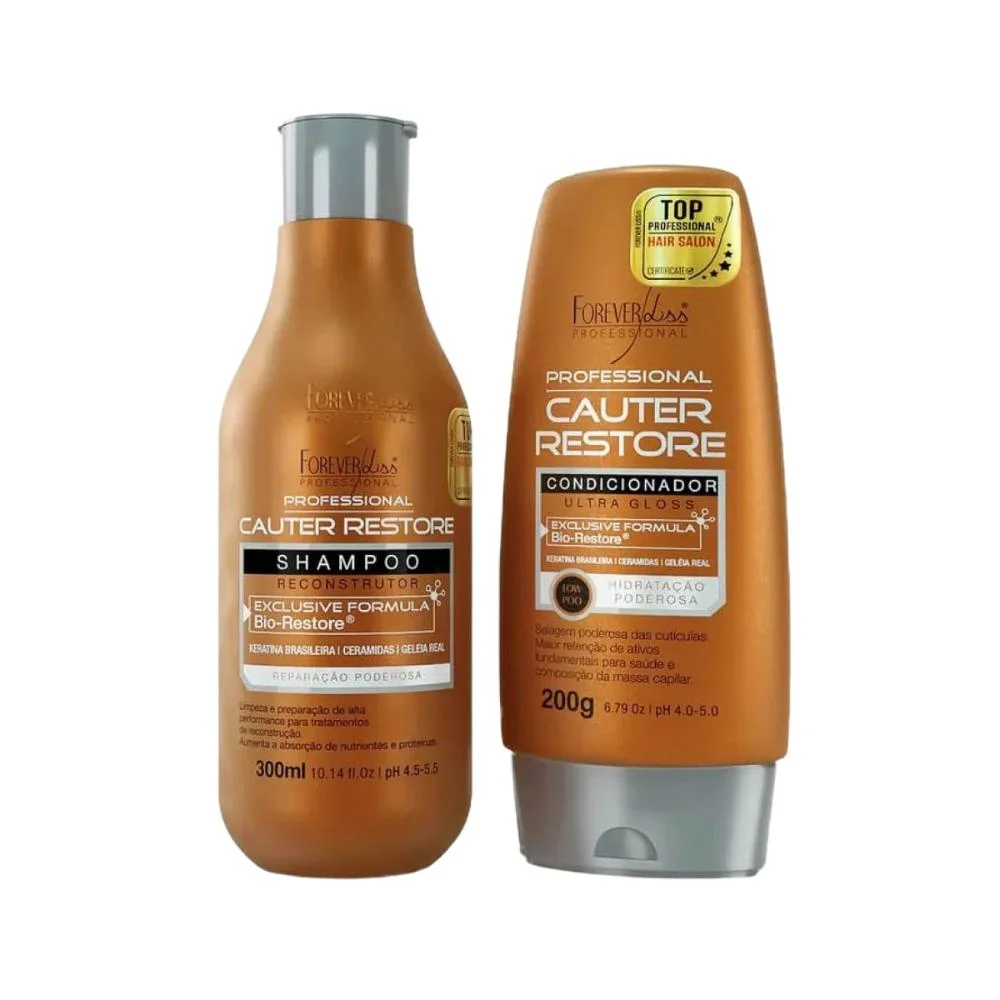Kit Forever Liss Cauter Restore Shampoo 300 ml + Condicionador 200 g ÚNICO 3