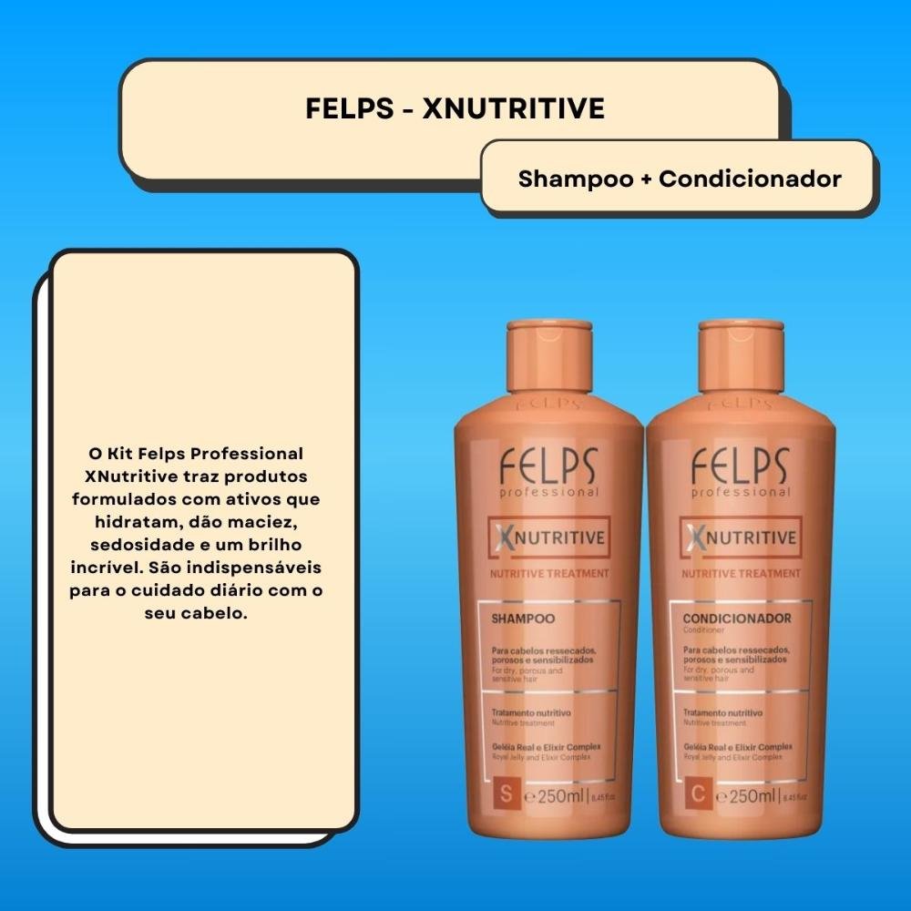 Felps Professional XNutritive Shampoo + Condicionador 250ml ÚNICO 2