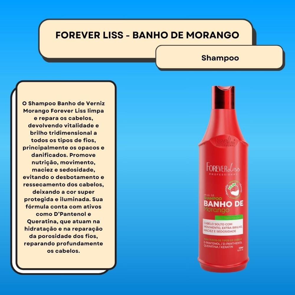 Shampoo Forever Liss Banho de Morango 500 ml 500ml 2