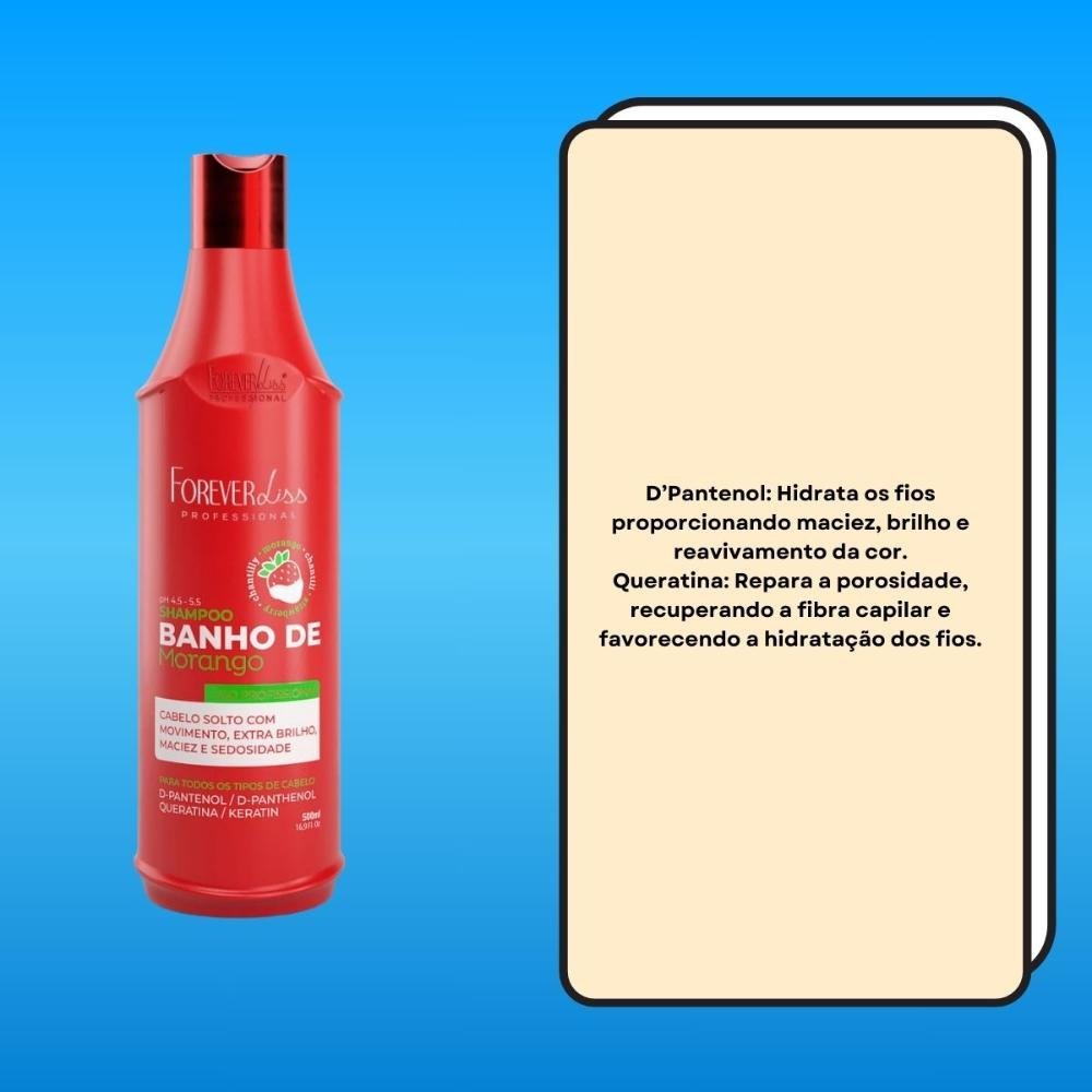 Shampoo Forever Liss Banho de Morango 500 ml 500ml 3