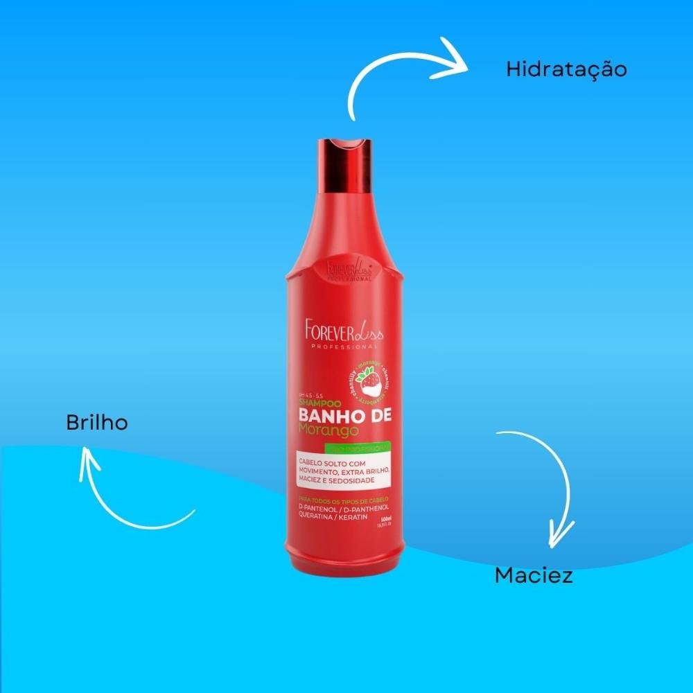Shampoo Forever Liss Banho de Morango 500 ml 500ml 4