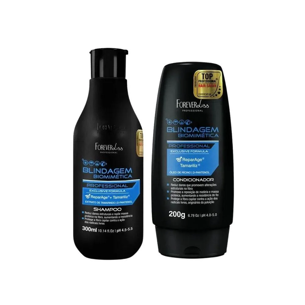 Kit Forever Liss Blindagem Biomimética Capilar Shampoo +Condicionador ÚNICO 1