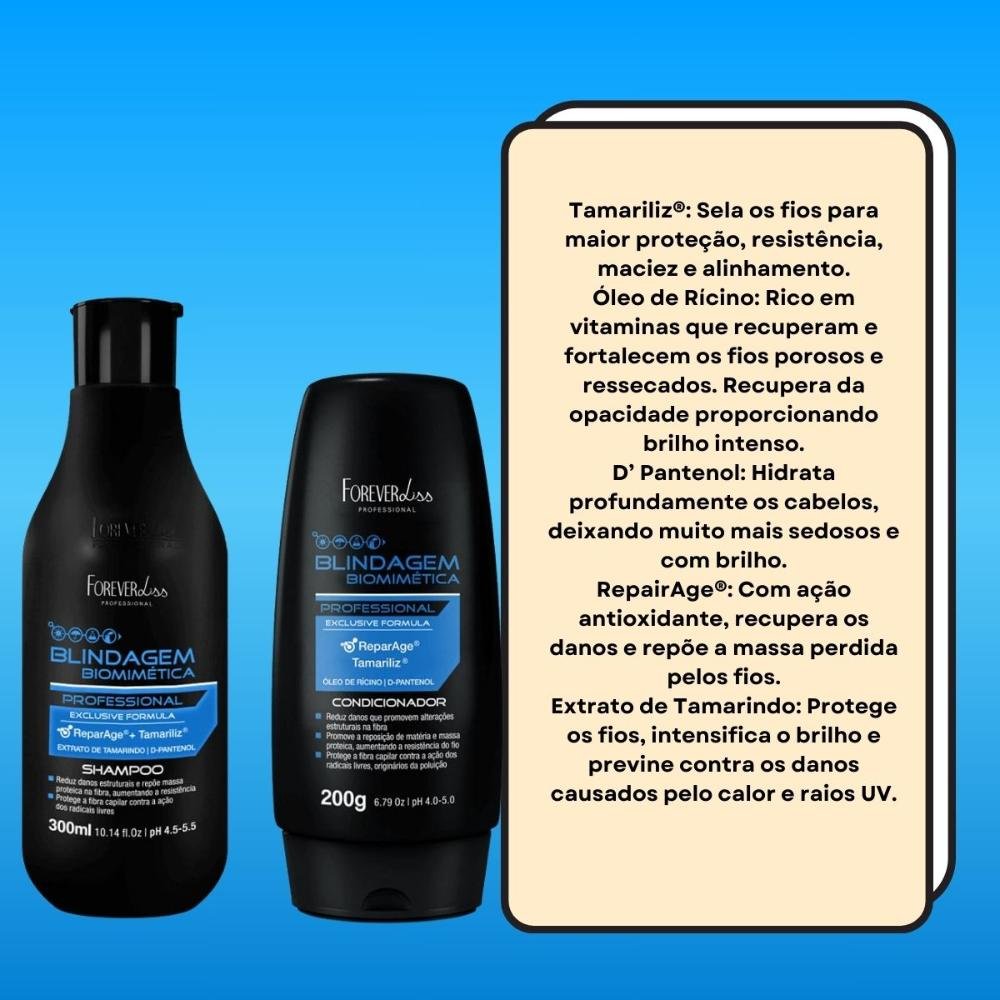 Kit Forever Liss Blindagem Biomimética Capilar Shampoo +Condicionador ÚNICO 2