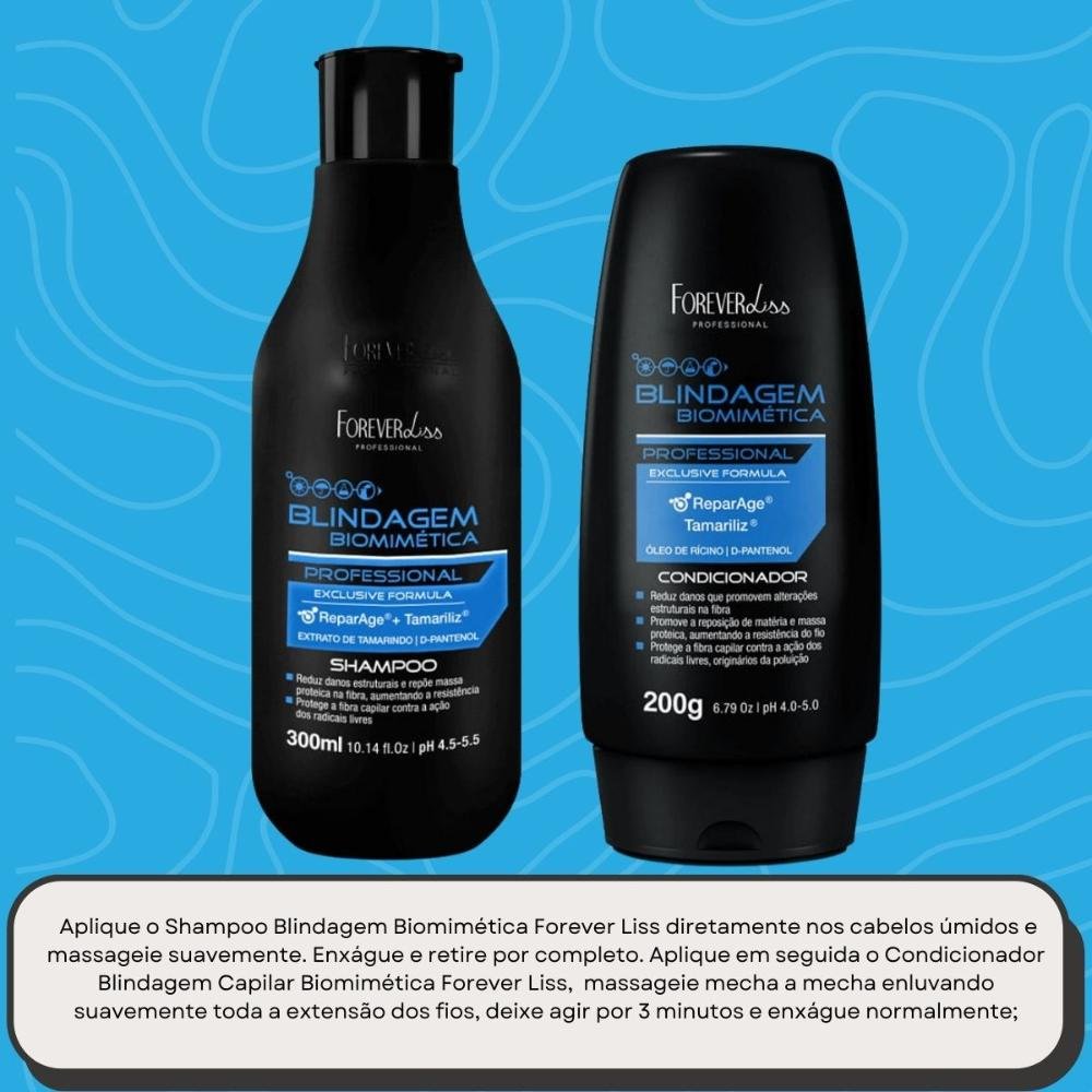 Kit Forever Liss Blindagem Biomimética Capilar Shampoo +Condicionador ÚNICO 4