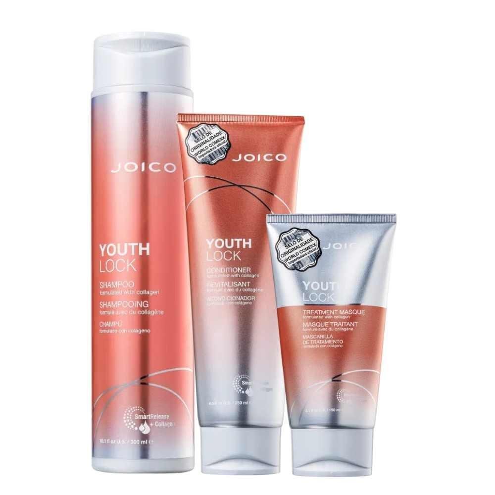 Joico Youth Lock Shampoo 300ml + Condicionador 250ml + Máscara 150ml ÚNICO