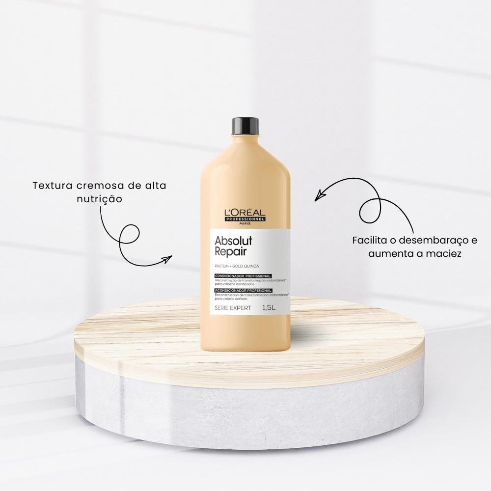 Kit Loreal Absolut Repair Gold Quinoa Shampoo + Condicionador 1,5L ÚNICO 3