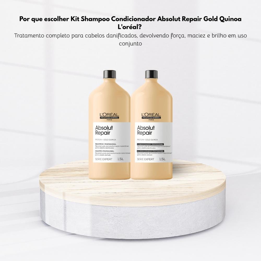 Kit Loreal Absolut Repair Gold Quinoa Shampoo + Condicionador 1,5L ÚNICO 6