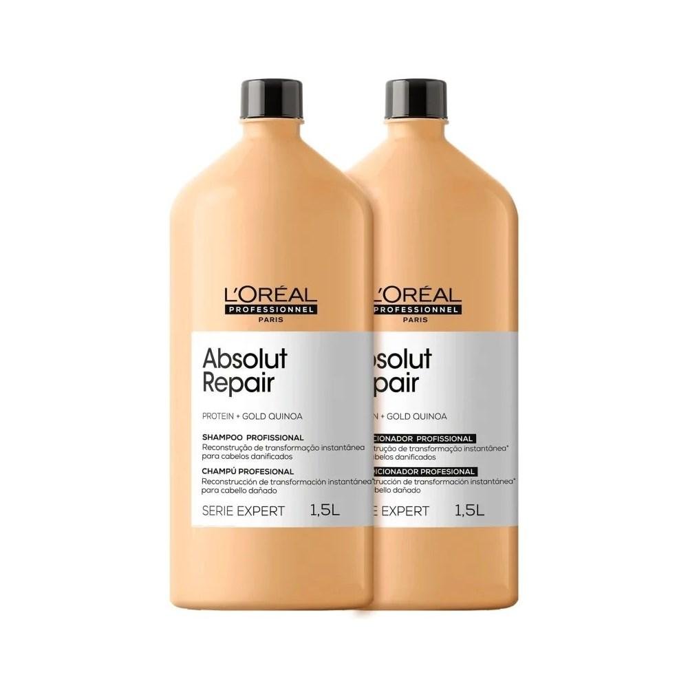 Kit Loreal Absolut Repair Gold Quinoa Shampoo + Condicionador 1,5L ÚNICO 7