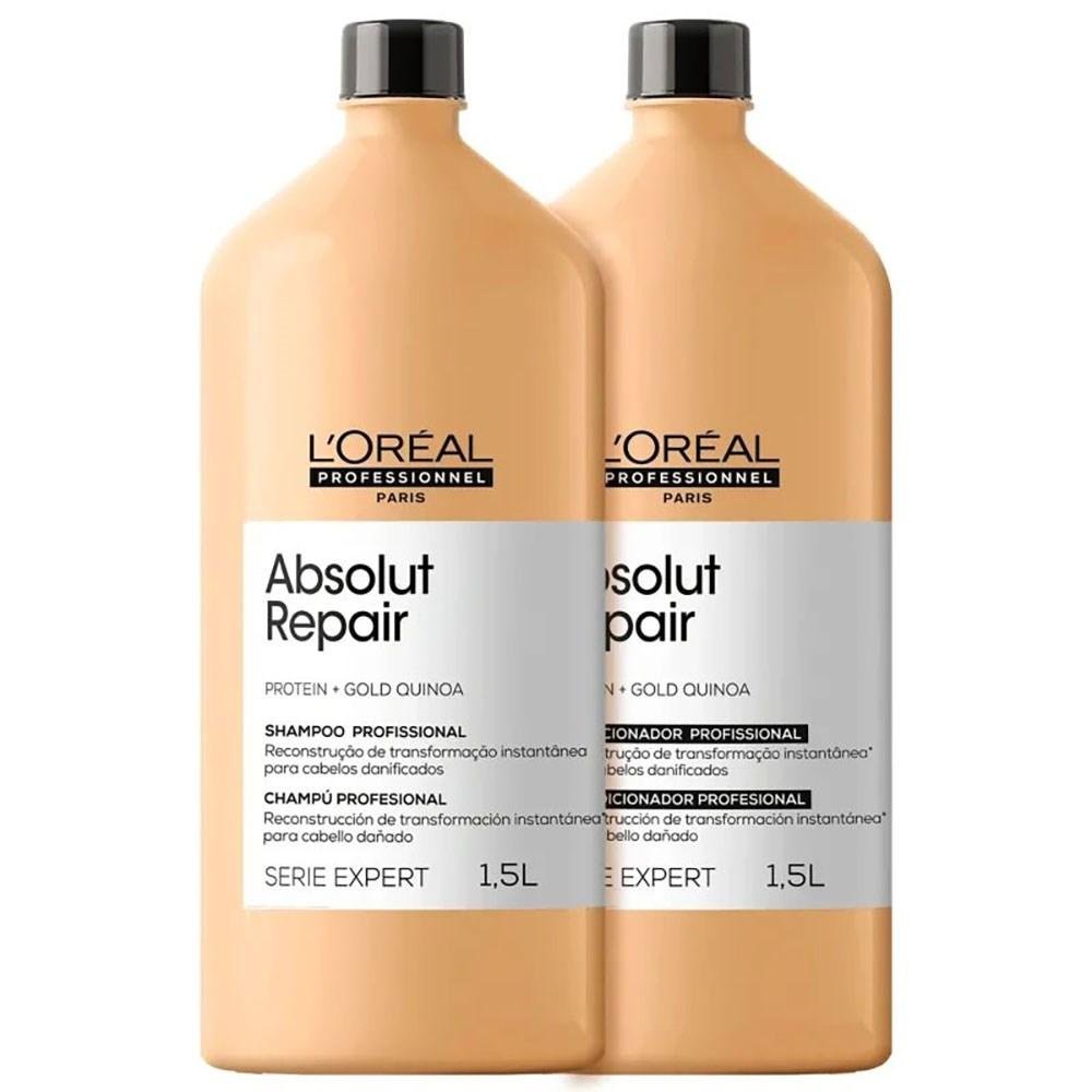 Kit Loreal Absolut Repair Gold Quinoa Shampoo + Condicionador 1,5L ÚNICO 8