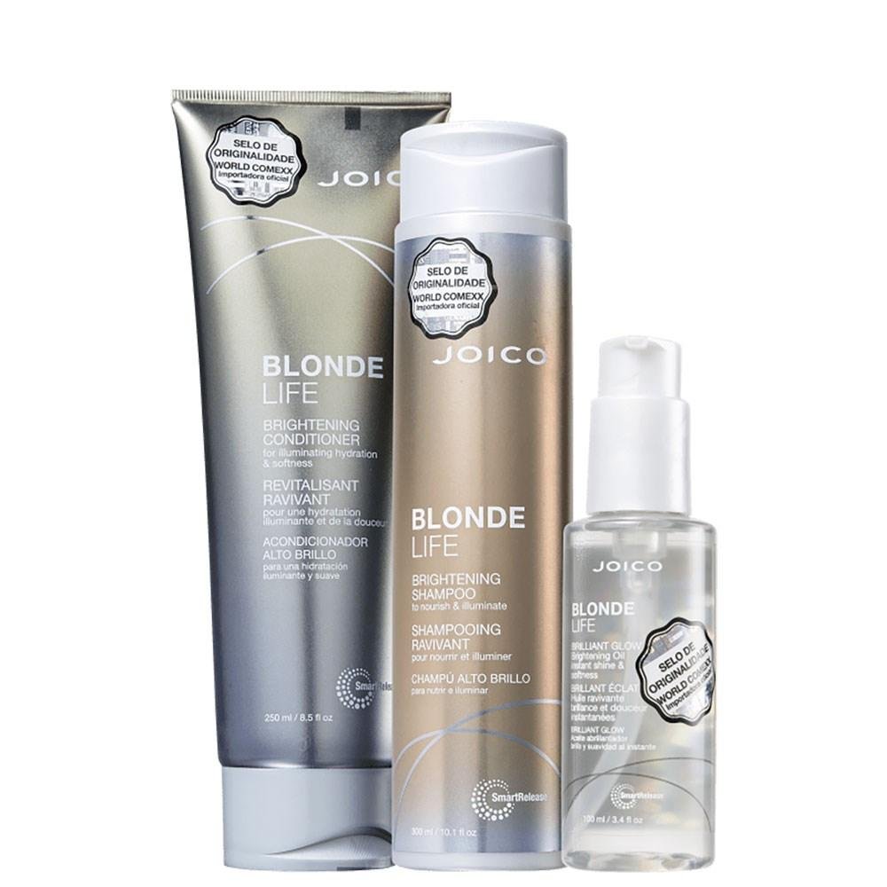Joico Blonde Life Brilliant Smart Release Shampoo 300ml + Condicionador 250ml + Óleo 100ml ÚNICO 1