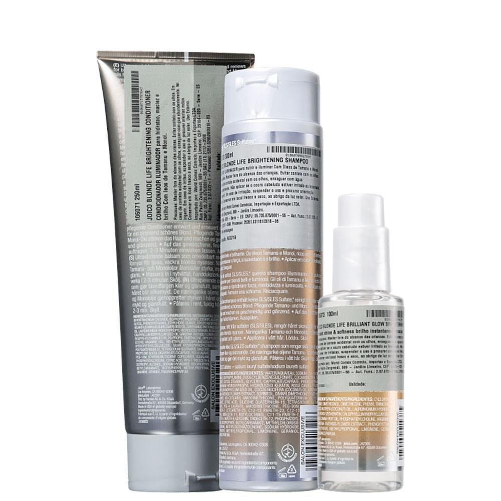 Joico Blonde Life Brilliant Smart Release Shampoo 300ml + Condicionador 250ml + Óleo 100ml ÚNICO 2