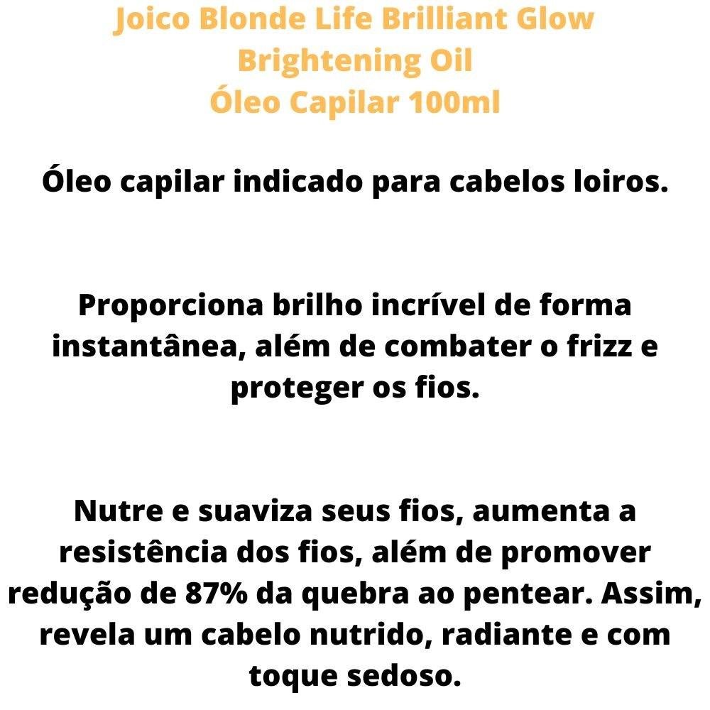 Joico Blonde Life Brilliant Smart Release Shampoo 300ml + Condicionador 250ml + Óleo 100ml ÚNICO 5