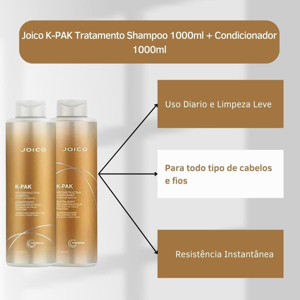 Joico K-PAK Tratamento Shampoo 1000ml + Condicionador 1000ml ÚNICO 2