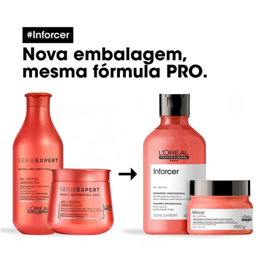 L'Oréal Professionnel Inforcer Kit Shampoo 300ml + Máscara 250ml ÚNICO 5