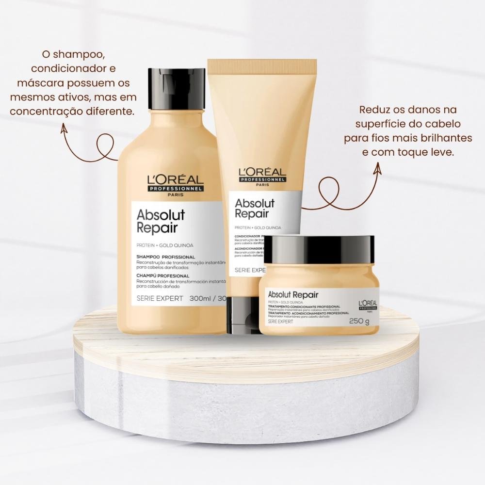 L'Oréal Professionnel Absolut Repair Gold Quinoa Tratamento Kit Leve ÚNICO 3