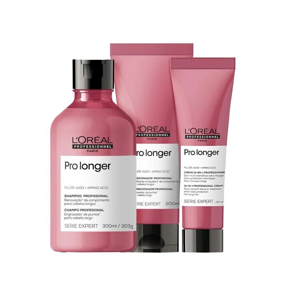 Kit Loreal Pro Longer Shampoo + Condicionador + Leave-in