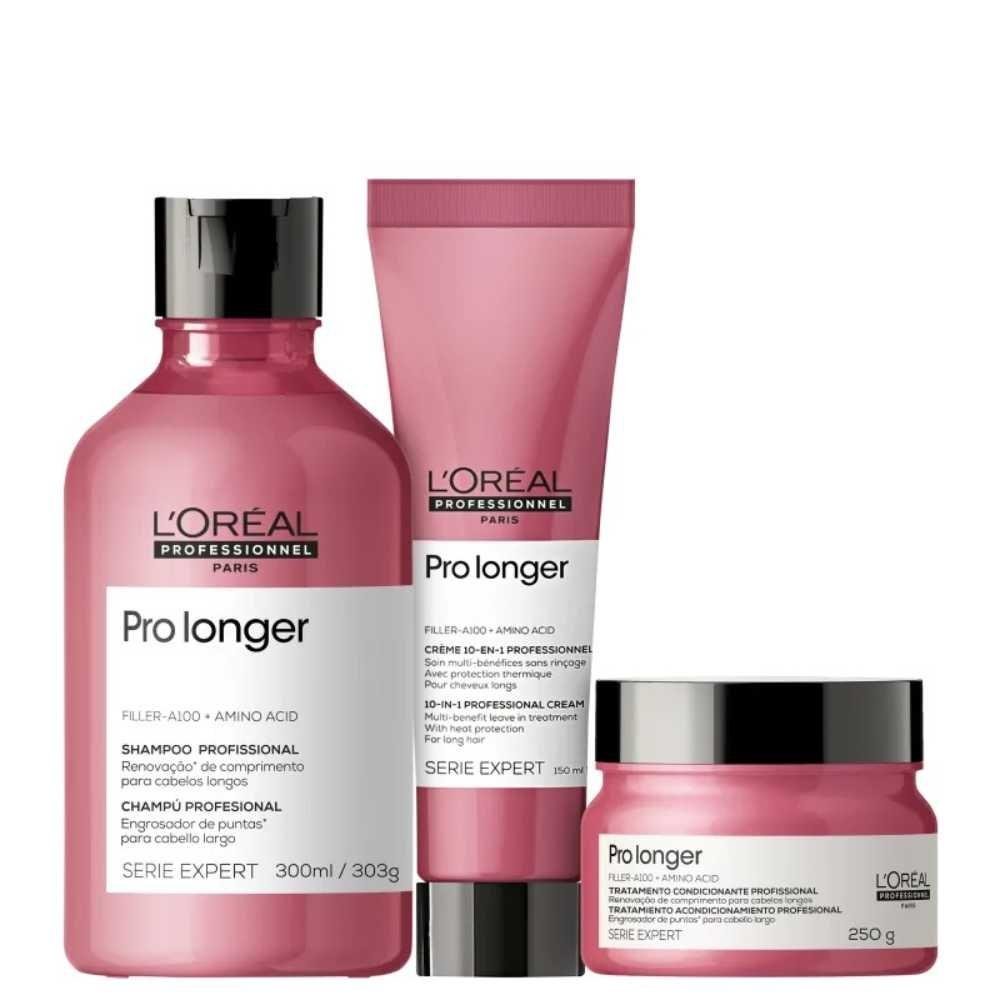 Kit Loreal Pro Longer Shampoo + Máscara + Leave-in