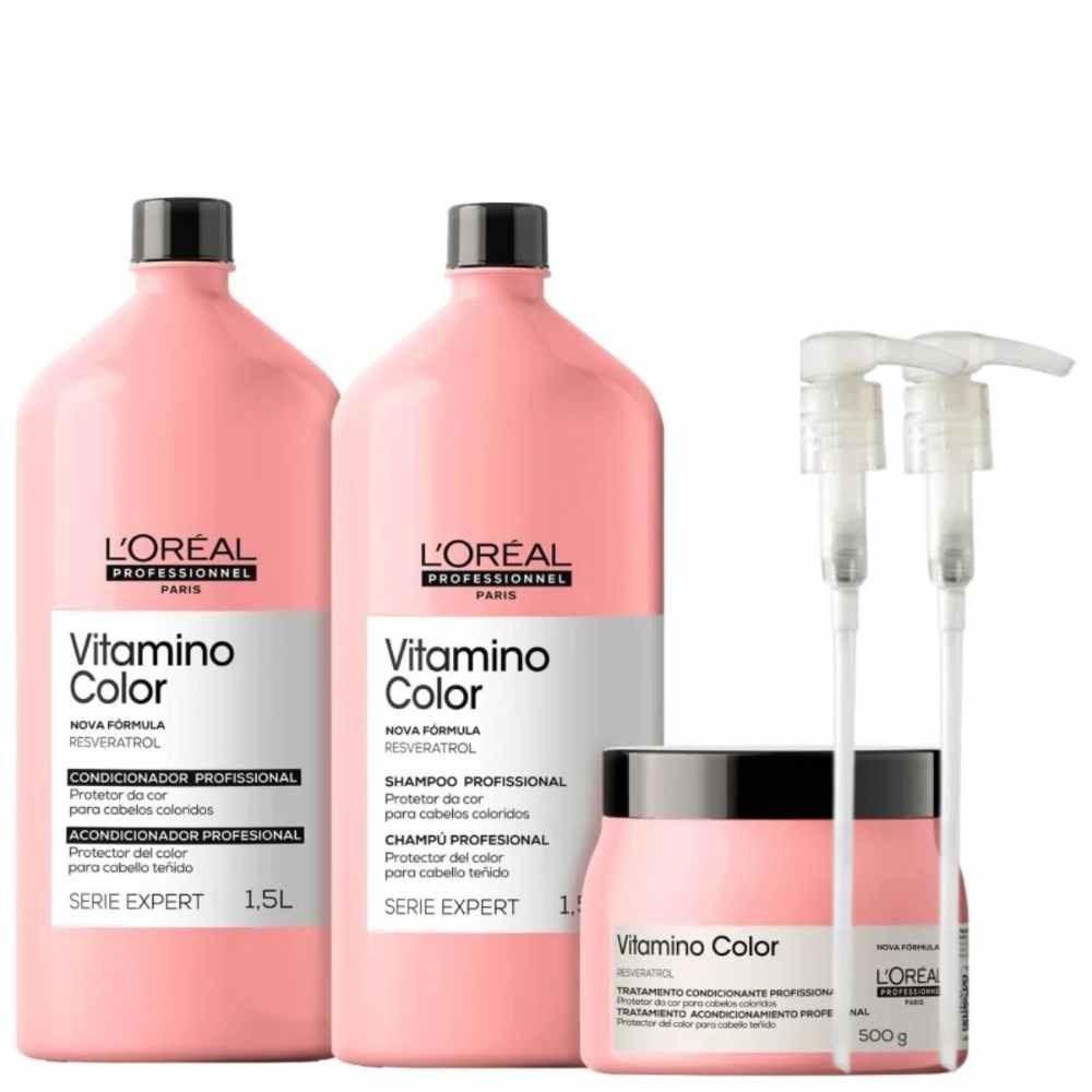 L'Oréal Professionnel Vitamino Color Shampoo + Condicionador 1,5L + Máscara 500g ÚNICO 1