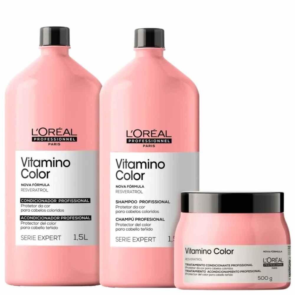 L'Oréal Professionnel Vitamino Color Shampoo + Condicionador 1,5L + Máscara 500g ÚNICO 2