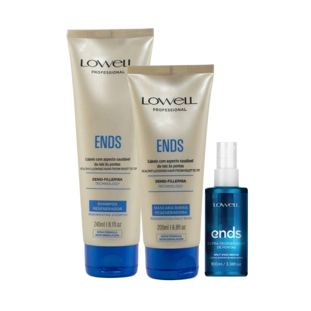 Lowell Ends Regeneração Shampoo 240ml + Máscara 200ml + Leave 100ml ÚNICO 1