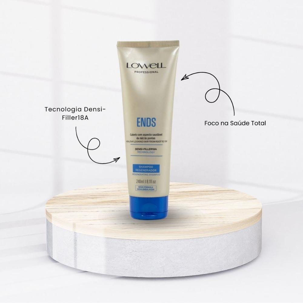 Lowell Ends Regeneração Shampoo 240ml + Máscara 200ml + Leave 100ml ÚNICO 2