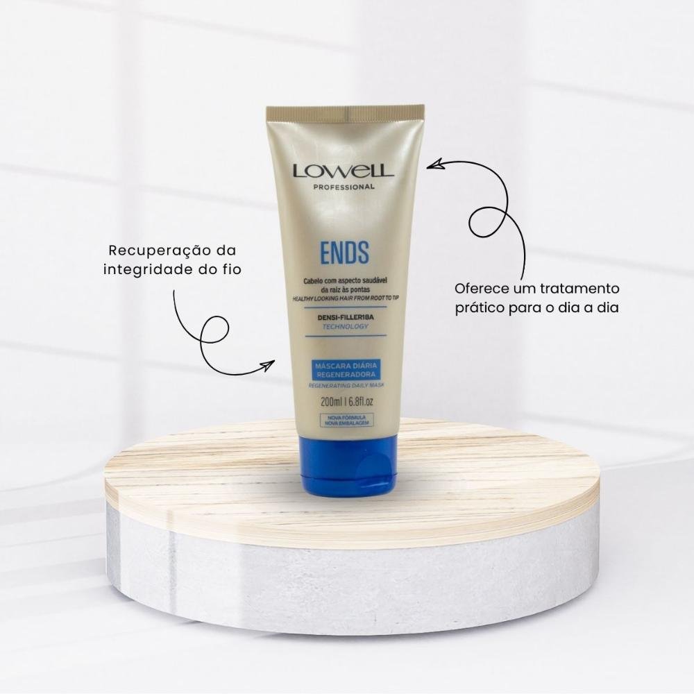 Lowell Ends Regeneração Shampoo 240ml + Máscara 200ml + Leave 100ml ÚNICO 3