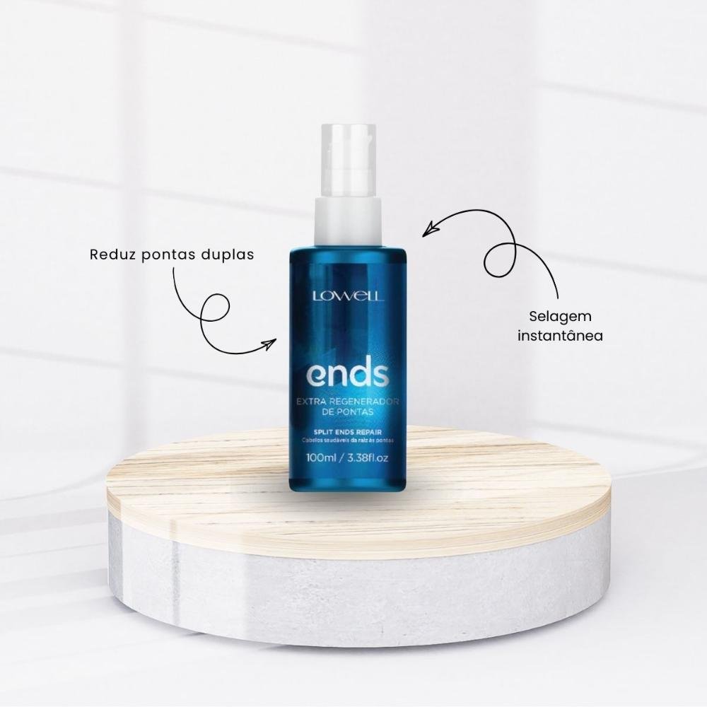 Lowell Ends Regeneração Shampoo 240ml + Máscara 200ml + Leave 100ml ÚNICO 4