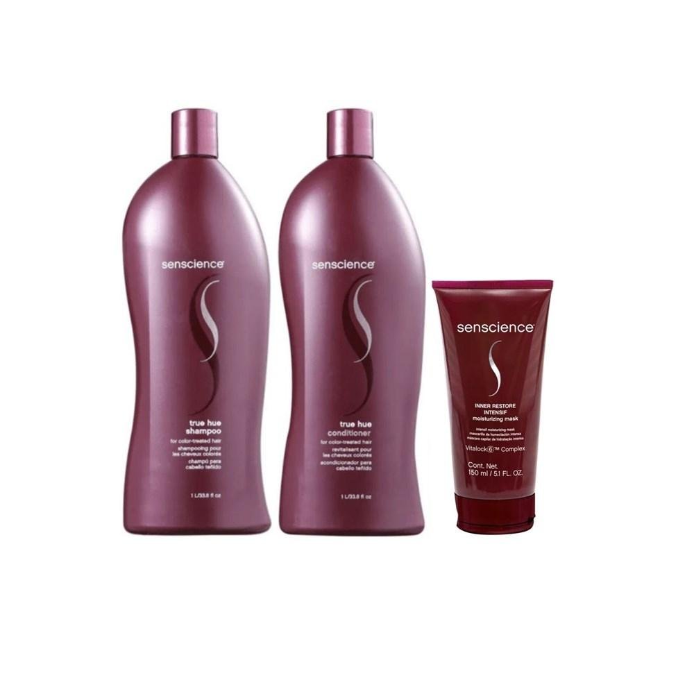Senscience True Hue Shampoo + Condicionador 1L + Máscara Inner Restore Intensif 150ml ÚNICO 1