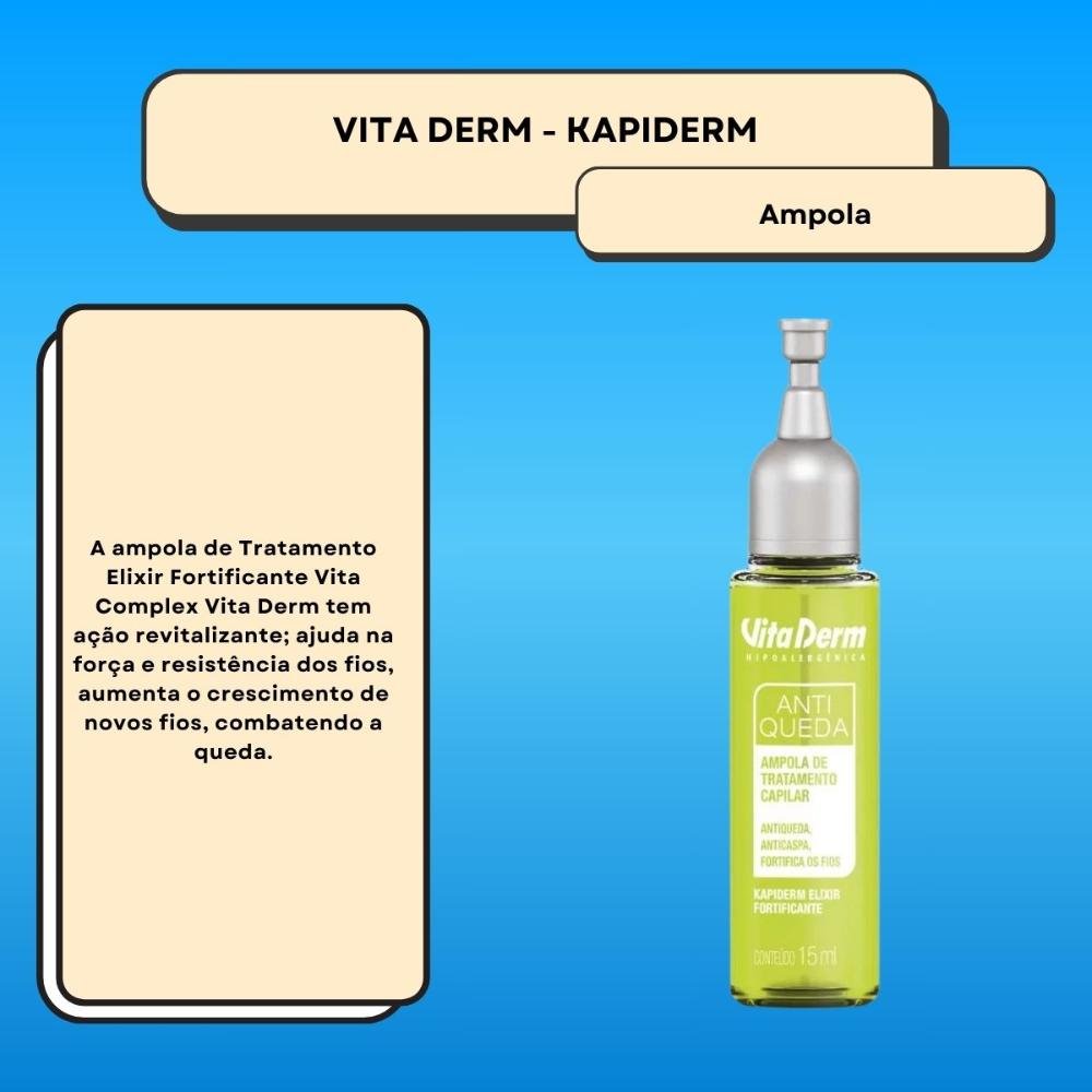 Vita Derm Kapiderm Elixir Fortificante Tratamento Ampola Capilar 15ml 15ml 2