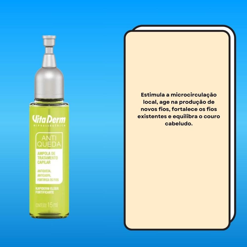 Vita Derm Kapiderm Elixir Fortificante Tratamento Ampola Capilar 15ml 15ml 3