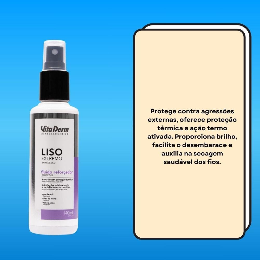 Vita Derm Fluído Reforçador Liso Extremo Leave-in 140ml 140ml 3