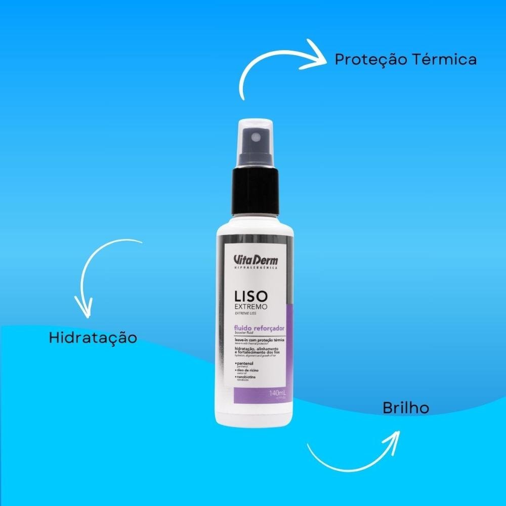 Vita Derm Fluído Reforçador Liso Extremo Leave-in 140ml 140ml 4