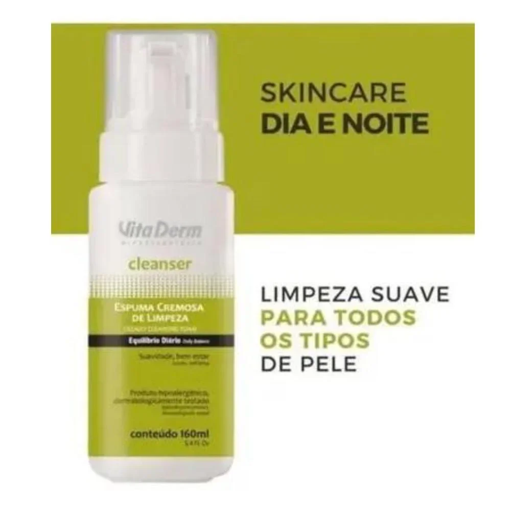 Vita Derm Cleanser Espuma de Limpeza Facial 160ml 160ml 4