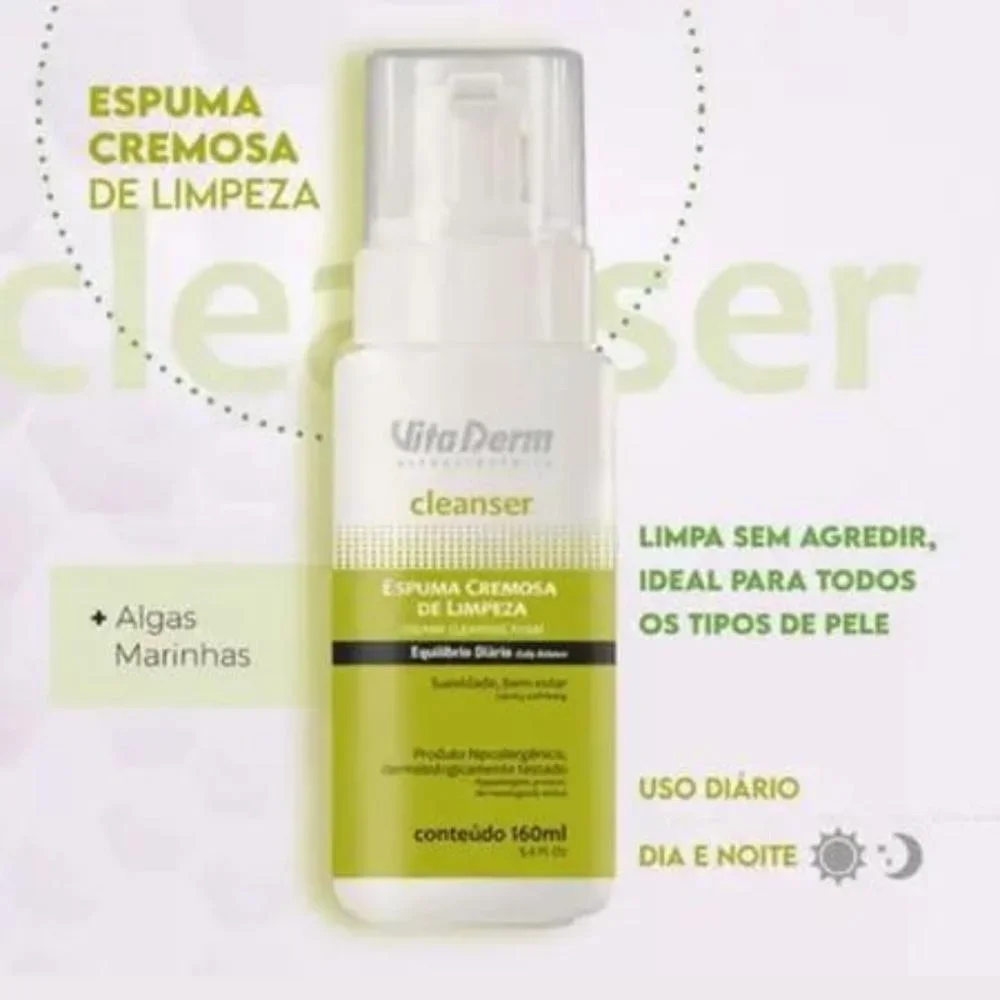 Vita Derm Cleanser Espuma de Limpeza Facial 160ml 160ml 5